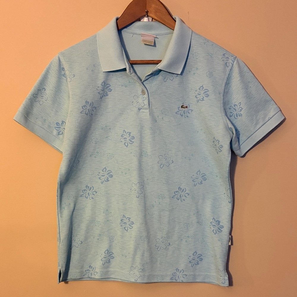 Lacoste Sky Blue Polo with Floral Design